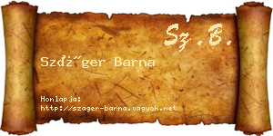 Száger Barna névjegykártya